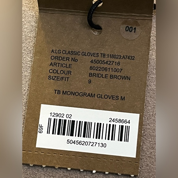 Burberry TB Logo Men’s Leather / Cashmere Gloves 9 NWT - Picture 9 of 9